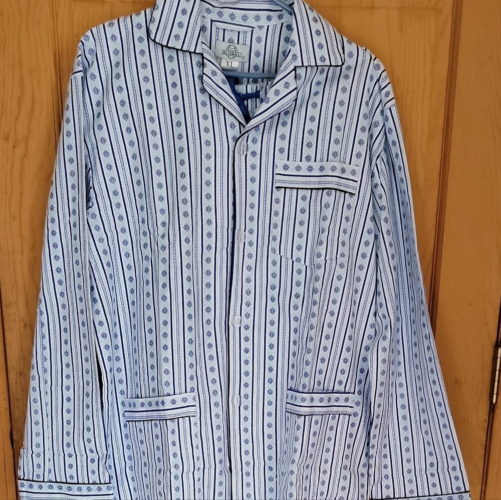 GLOBAL Mens Casual 100% Cotton Soft Flannel Pajama XL Loungewear Top and Bottom